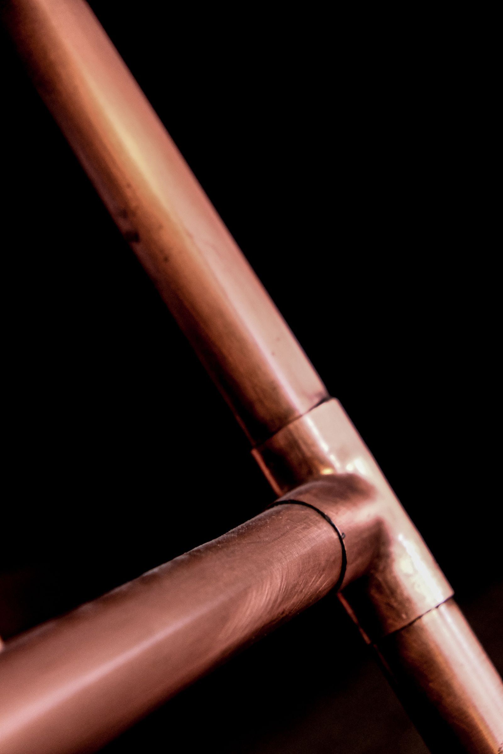 A soldered copper pipe joint of the kind that splits when a cottage line freezes over winter